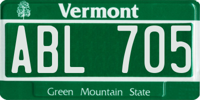 VT license plate ABL705