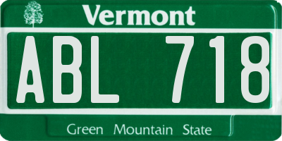 VT license plate ABL718