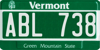 VT license plate ABL738