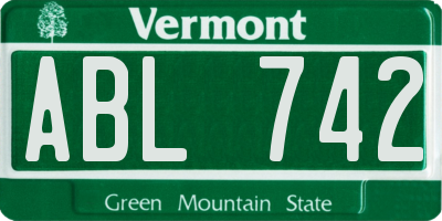 VT license plate ABL742