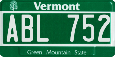 VT license plate ABL752
