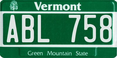VT license plate ABL758