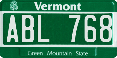 VT license plate ABL768
