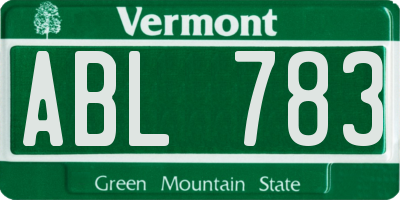 VT license plate ABL783