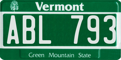 VT license plate ABL793