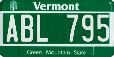 VT license plate ABL795