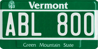 VT license plate ABL800