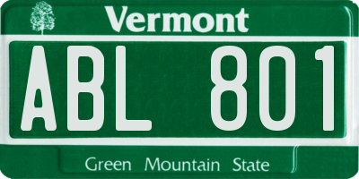 VT license plate ABL801