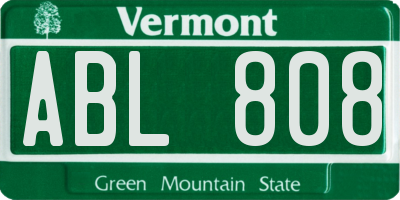 VT license plate ABL808