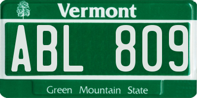 VT license plate ABL809