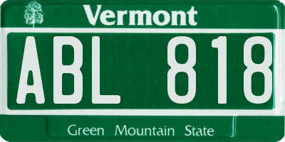 VT license plate ABL818