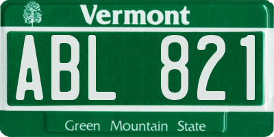 VT license plate ABL821