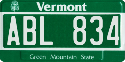 VT license plate ABL834