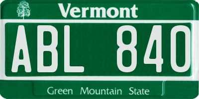 VT license plate ABL840