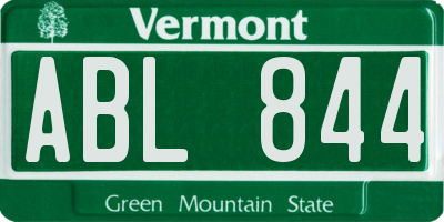 VT license plate ABL844