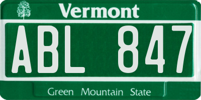 VT license plate ABL847