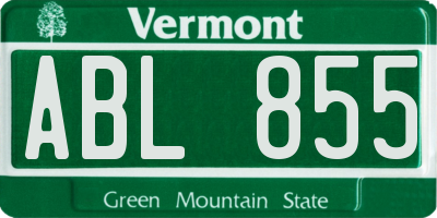 VT license plate ABL855