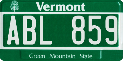 VT license plate ABL859