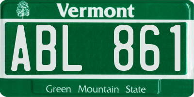 VT license plate ABL861