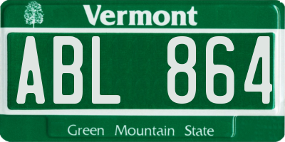 VT license plate ABL864