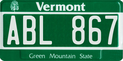 VT license plate ABL867