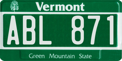 VT license plate ABL871