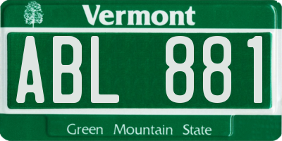 VT license plate ABL881