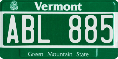 VT license plate ABL885