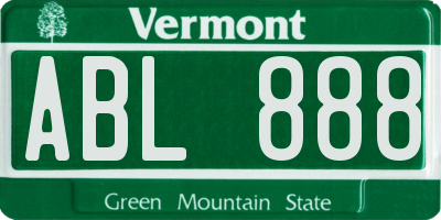 VT license plate ABL888