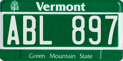 VT license plate ABL897
