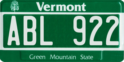 VT license plate ABL922