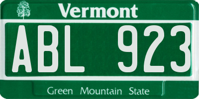 VT license plate ABL923