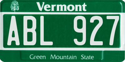 VT license plate ABL927