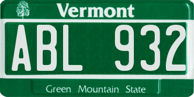 VT license plate ABL932