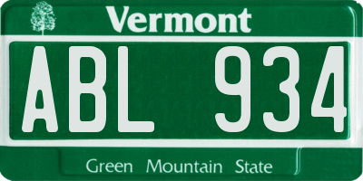 VT license plate ABL934