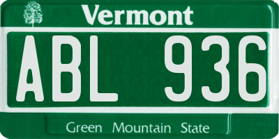 VT license plate ABL936