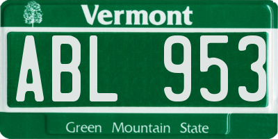 VT license plate ABL953