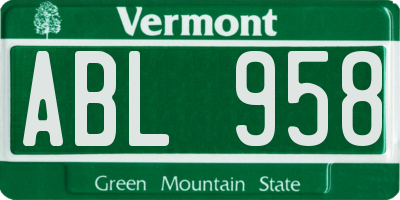 VT license plate ABL958