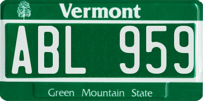 VT license plate ABL959