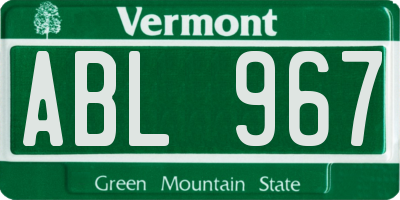 VT license plate ABL967