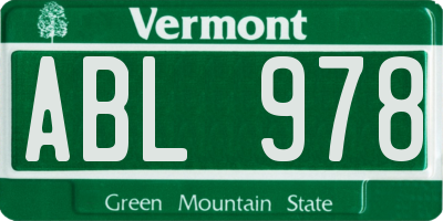 VT license plate ABL978