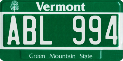 VT license plate ABL994