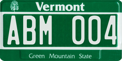 VT license plate ABM004