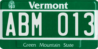 VT license plate ABM013