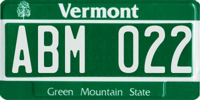 VT license plate ABM022