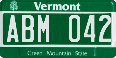 VT license plate ABM042