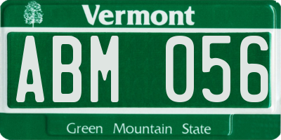VT license plate ABM056