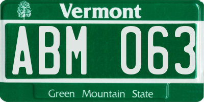 VT license plate ABM063