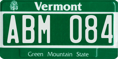 VT license plate ABM084