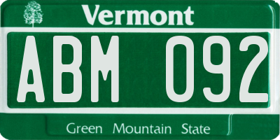 VT license plate ABM092
